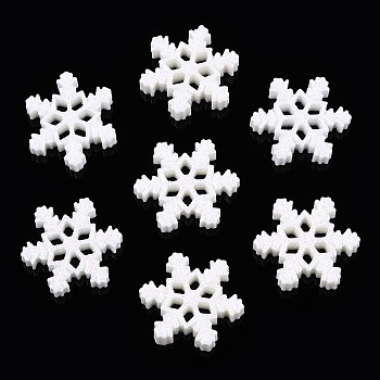 Resin Cabochon, Snowflake, White, 21x21x3.5mm
