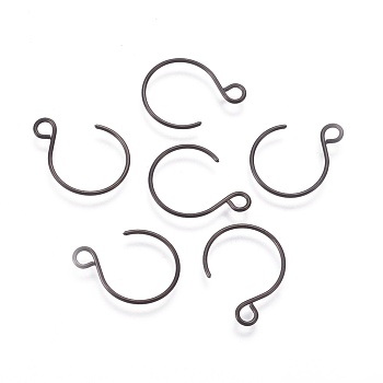 304 Stainless Steel Earring Hooks, with Horizontal Loop, Balloon Ear Wire, Electrophoresis Black, 18.5x14x0.8mm, Hole: 2mm, 20 Gauge, Pin: 0.8mm