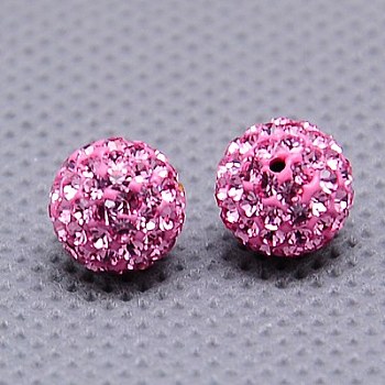 Czech Glass Rhinestones Beads, Polymer Clay Inside, Half Drilled Round Beads, 209_Rose, PP8(1.4~1.5mm), 6mm, Hole: 1mm