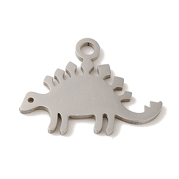 201 Stainless Steel Pendants, Laser Cut, Dinosaur Charm, Stainless Steel Color, 12.8x17x1mm, Hole: 1.6mm