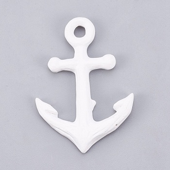 Resin Cabochons, Anchor, White, 45.5~46x32x4mm
