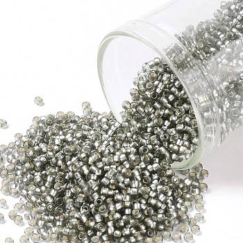 TOHO Round Seed Beads, Japanese Seed Beads, (29BF) Silver Lined Frost Gray, 15/0, 1.5mm, Hole: 0.7mm, about 15000pcs/50g