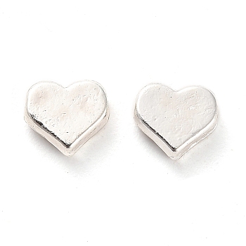 Alloy Beads, Long-Lasting Plated, Heart, Silver, 6x6.5x2.5mm, Hole: 1.2mm