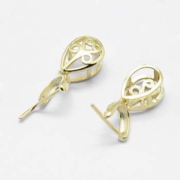 925 Sterling Silver Pendant Bails, Ice Pick & Pinch Bails, Drop, Real 18K Gold Plated, 6.5x9x5mm, Hole: 2x2.5mm and 1mm, Pin: 0.5mm