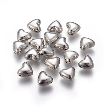CCB Plastic Beads, Heart, Platinum, 8.5x9.5x5.5mm, Hole: 1mm