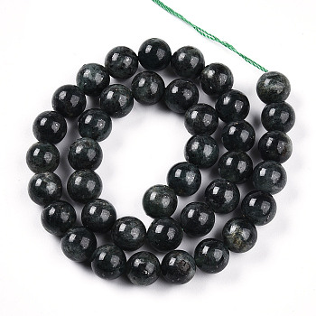 Natural Green Kyanite Beads Strands, Round, 10mm, Hole: 0.9mm, about 38~39pcs/strand, 15.20~15.55''(38.6~39.5cm)