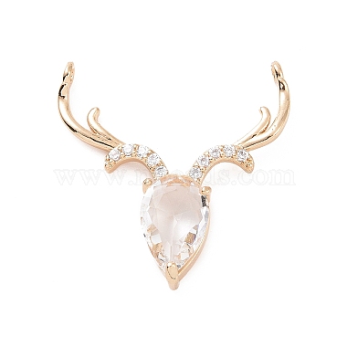 Light Gold Clear Deer Brass+Cubic Zirconia Links