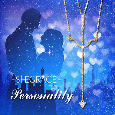 SHEGRACE 925 Sterling Silver Gold Plated Pendant Necklaces(JN750C)-5