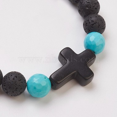 Synthetic Turquoise(Dyed) Beads Stretch Bracelets(BJEW-JB03710-01)-2