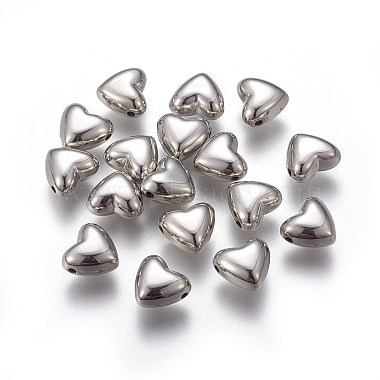 Platinum Heart Alloy Beads