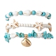 3pcs 3 styles bracelets de cheville en perles de magnésite synthétique et de turquoise en forme d'étoile de mer(AJEW-TA00030)-2