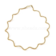 Brass Choker Necklaces, Wavy Twist Minimalism Necklace, Real 14K Gold Plated, 16-3/8 inch(41.5cm)(NJEW-F313-01G)