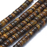 Natural Tiger Eye Beads Strands, Flat Round/Disc, 3.8~4.2x2~4.5mm, Hole: 0.8~1mm, about 152~180pcs/strand, 15.1~15.5 inch(38.5~39.5cm)(G-F631-A13)