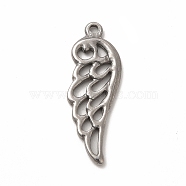 304 Stainless Steel Pendants, Wing, Stainless Steel Color, 27x9.5x1.5mm, Hole: 1.4mm(STAS-P322-17P)