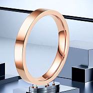 Stainless Steel Plain Band Rings, Rose Gold, US Size 12(21.4mm)(FS-WG75602-153)