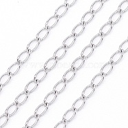 304 Stainless Steel Curb Chains/Twisted Chains, Soldered, with Card Paper, Stainless Steel Color, Links: 3x1.2x0.3mm, about 32.8 Feet(10m)/card(CHS-L024-012P)