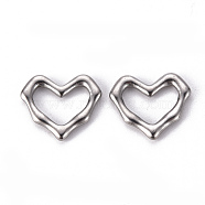 304 Stainless Steel Linking Rings, Heart, Stainless Steel Color, 17x19.5x2.5mm, Inner Diameter: 7x13mm(STAS-T052-19A-P)