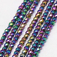 Electroplate Non-magnetic Synthetic Hematite Beads Strands, Faceted, Round, Grade AAAA, Multi-color Plated, 2mm, Hole: 0.5mm, about 200pcs/strand, 16 inch(G-J169B-2mm-05)