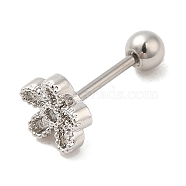 Brass Micro Pave Clear Cubic Zirconia Stud Earrings, with 316 Stainless Steel Pin and Ear Nut, Flower, Stainless Steel Color, 6mm(EJEW-L265-02P)