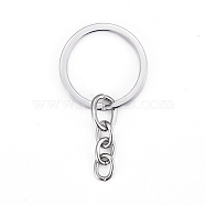 Alloy Split Key Rings, with Chains, Keychain Clasp Findings, Platinum, 22mm(X-E426-A)