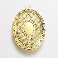 Brass Locket Pendants, Oval, Golden, 33.5x23.5x5mm, Hole: 1.5mm(KK-N0116-054G)