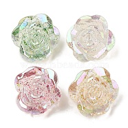 Transparent Acrylic Beads, with Glitter Powder, Flower, Mixed Color, 30.5x32x16mm, Hole: 3.6mm(OACR-K005-21)