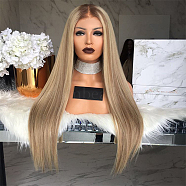 Fashion Ombre Ladies Wigs, Heat Resistant High Temperature Fiber, Long & Straight Hair, Blonde, 29.5 inch(42cm)(OHAR-L010-007)