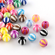 Strip Opaque Acrylic Beads, Round, Mixed Color, 16x15mm, Hole: 3mm, about 220pcs/500g(SACR-R885-16mm-M)