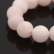 Frosted Natural Rose Quartz Round Bead Strands, 4mm, Hole: 1mm, about 47pcs/strand, 7.5 inch(G-M272-06-4mm)
