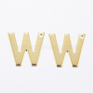 304 Stainless Steel Charms, Letter, Initial Charms, Real 18k Gold Plated, Letter.W, 11x6~12x0.8mm, Hole: 1mm(STAS-P141-W)