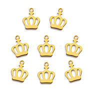 Vacuum Plating 201 Stainless Steel Charms, Laser Cut, Crown, Golden, 13.5x11x1mm, Hole: 1.4mm(STAS-Q243-LM125)