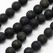 Natural Serpentine/Green Lace Stone Beads Strands, Frosted, Round, 6mm, Hole: 0.8mm, about 60pcs/strand, 14.1 inch.(G-D676-6mm)