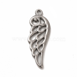 304 Stainless Steel Pendants, Wing, Stainless Steel Color, 27x9.5x1.5mm, Hole: 1.4mm(STAS-P322-17P)