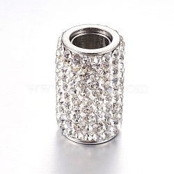 304 Stainless Steel Rhinestone Magnetic Clasps, Column, Crystal, 18x12mm, Hole: 6mm(X-RB-K005-01)