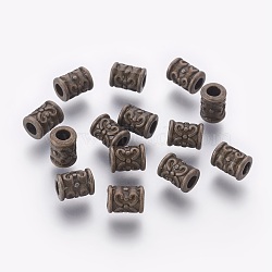 Tibetan Style Alloy Beads, Lead Free & Nickel Free & Cadmium Free, Antique Bronze Color, Column, 7mm long, 5.5mm wide, 5mm thick, Hole: 2.5mm(MLF11319Y-NF)