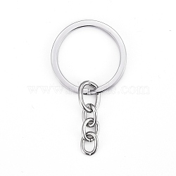 Alloy Split Key Rings, with Chains, Keychain Clasp Findings, Platinum, 22mm(X-E426-A)