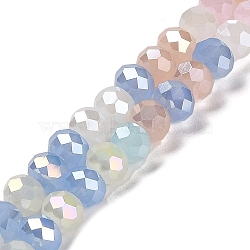 Imitation Jade Glass Beads Strands, Faceted, Round, Cornflower Blue, 6x5mm, Hole: 1.2mm, about 89~90pcs/strand, 16.73~17.01 inch(42.5~43.2cm)(EGLA-D030-11)