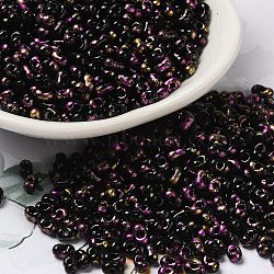 Spray Painted Glass Seed Beads, Peanut, Orchid, 4~5x2~2.5x2~2.5mm, Hole: 0.8~0.9mm, about 8500pcs/pound(SEED-F005-08A-02)