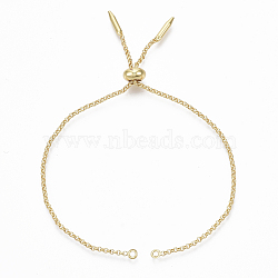 Adjustable Brass Slider Bracelets Making, Bolo Bracelets, Nickel Free, Real 18K Gold Plated, 4-41/64 inch(11.8cm), 1.5mm, Hole: 1.4mm(KK-T059-01G-NF)