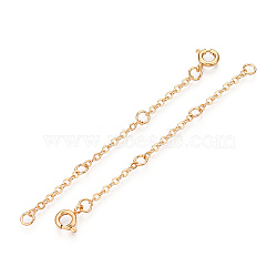 Brass Cable Chain Chain Extender, End Chains with Spring Ring Clasps, Real 18K Gold Plated, 70~80x2mm(KK-ZX024-36G-C)