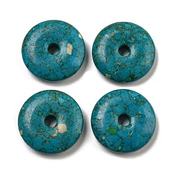 Dyed Synthetic Turquoise Pendants, Donut Charms, Teal, 24.5~25x6.5~7mm, Hole: 4.5mm