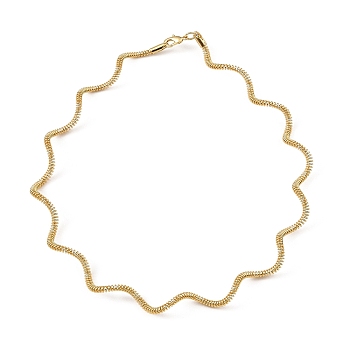 Brass Choker Necklaces, Wavy Twist Minimalism Necklace, Real 14K Gold Plated, 16-3/8 inch(41.5cm)