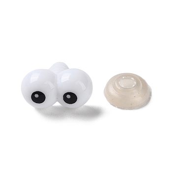 Plastic Craft Doll Eyes, Feet Cone Studs, with Plastic Pins, White, 20.5x20.5x11.5mm