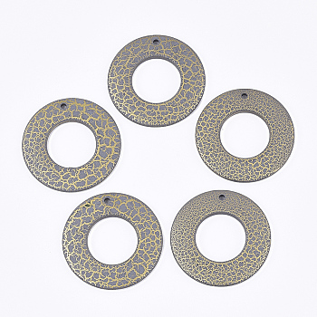 Acrylic Pendants, Donut, Spray Painted & Crackle, Slate Gray, 49x3.5mm, Hole: 2.5mm