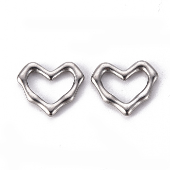 304 Stainless Steel Linking Rings, Heart, Stainless Steel Color, 17x19.5x2.5mm, Inner Diameter: 7x13mm