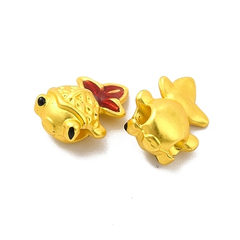 Rack Plating Alloy Enamel Beads, Fish, Matte Gold Color, 9.5x12.5x6mm, Hole: 2.5mm