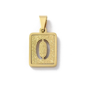 304 Stainless Steel Alphabet Pendants, Real 18K Gold Plated, Rectangle Charm, Letter O, 17.5x12x2mm, Hole: 7.5x3.5mm