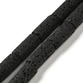 Natural Lava Rock Beads Strands, Column, Dyed, Black, 14x7mm, Hole: 1.5mm, about 28pcs/strand, 15.55''(39.5~40cm)