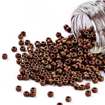 TOHO Round Seed Beads, Japanese Seed Beads, (618) Opaque Frosted Pastel Mudbrick, 11/0, 2.2mm, Hole: 0.8mm, about 1110pcs/bottle, 10g/bottle