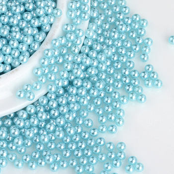 Imitation Pearl Acrylic Beads, No Hole, Round, Pale Turquoise, 1.5~2mm, about 10000pcs/bag